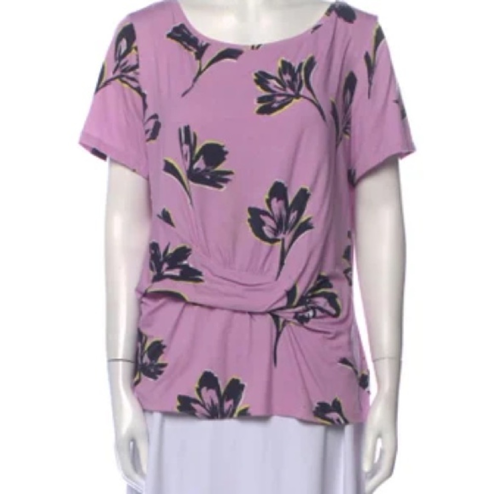 NWOT St. John Short Sleeve Floral Blouse - Picture 1 of 12